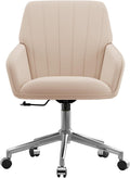 Velvet Office Desk Chair with Silver Base - Upholstered 360 Swivel
