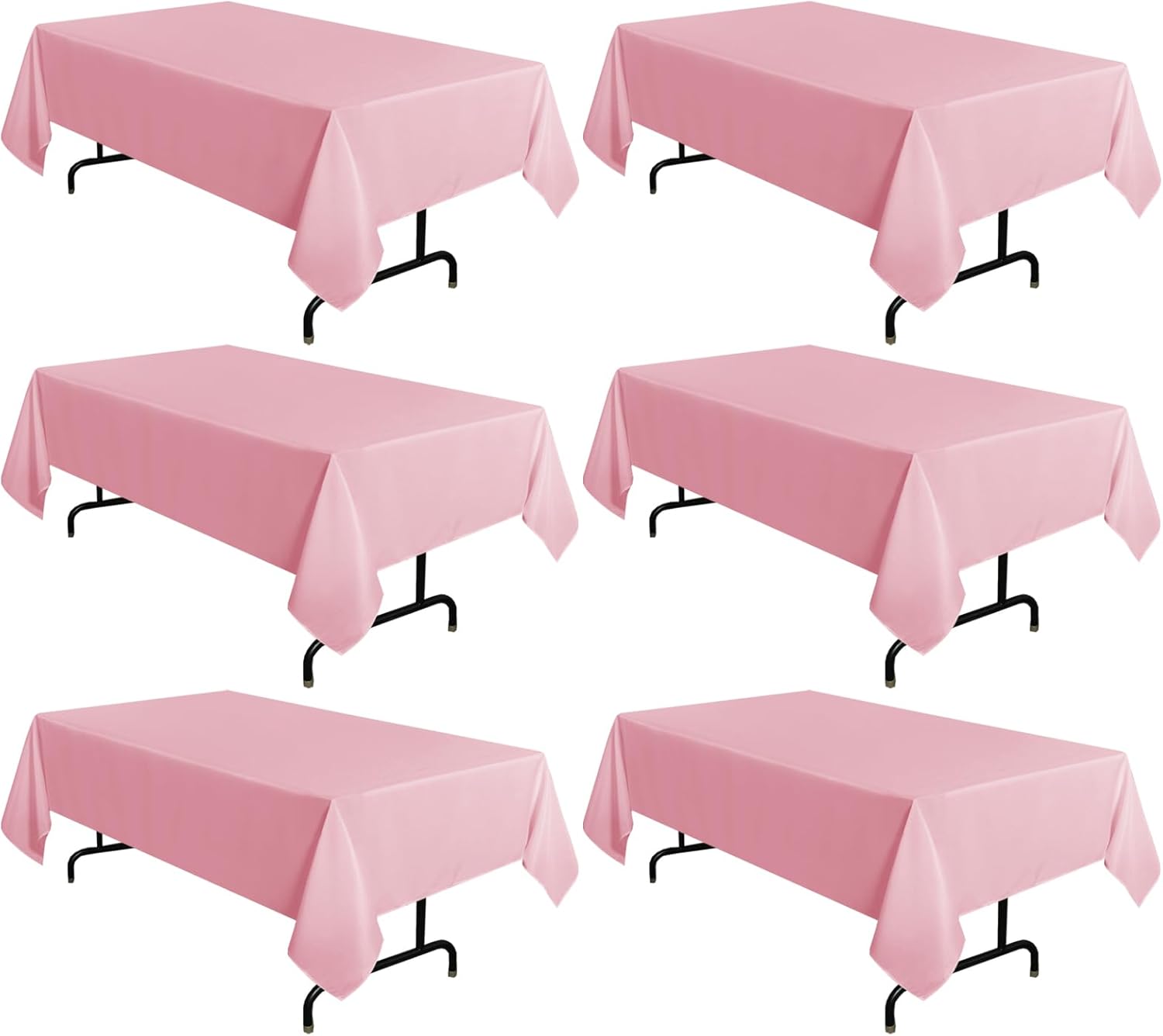 Sancua 6 Pack Pink Tablecloths for 6 Feet Tables - Durable & Stylish
