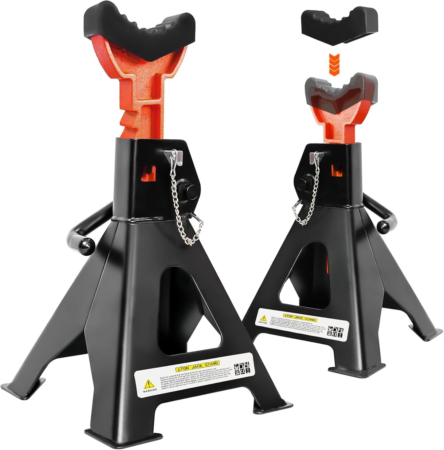 6 Ton Jack Stands with Adjustable Height and Double Locking Safety