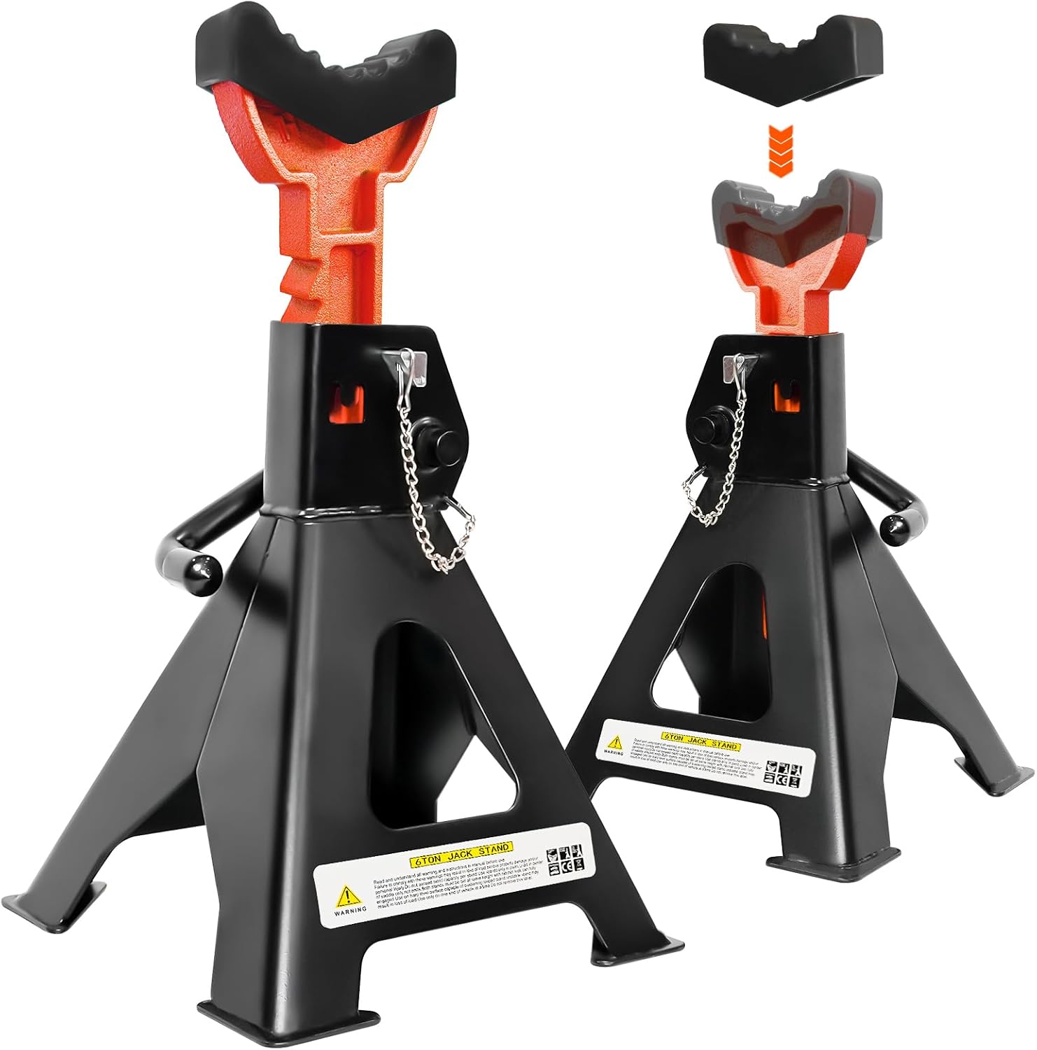 6 Ton Jack Stands with Adjustable Height and Double Locking Safety