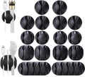 OHill Cable Clips 16 Pack Black - Compact Desk Cable Management