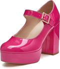 Coutgo Womens T-Strap Chunky Platform Heels Patent Mary Jane - Chic 1