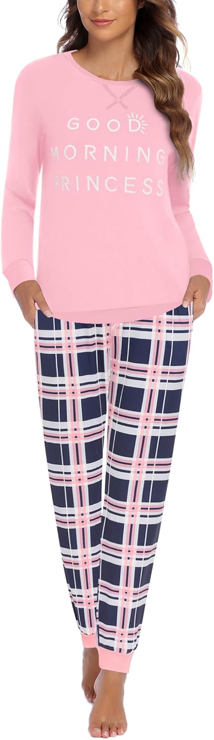 Ekouaer Pajamas for Women Comfy Long Sleeve Jogger Set