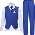Deep Royal Blue Boys Vest Suit Set - 5 Piece Formal Dress Outfit