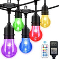 35FT Outdoor String Lights 16 Shatterproof Edison Bulbs - Dimmable RGB