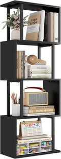 Gadroad 4-Tier S-Shaped Bookshelf - Narrow Space-Saving Shelf