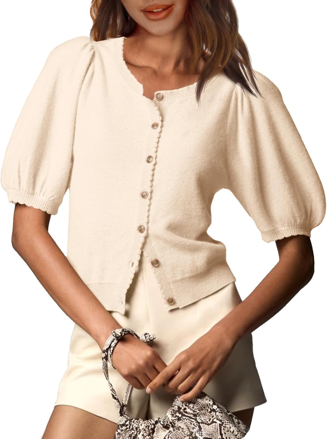 Lightweight Summer Puff Sleeve Cardigan for Women - Chic Style