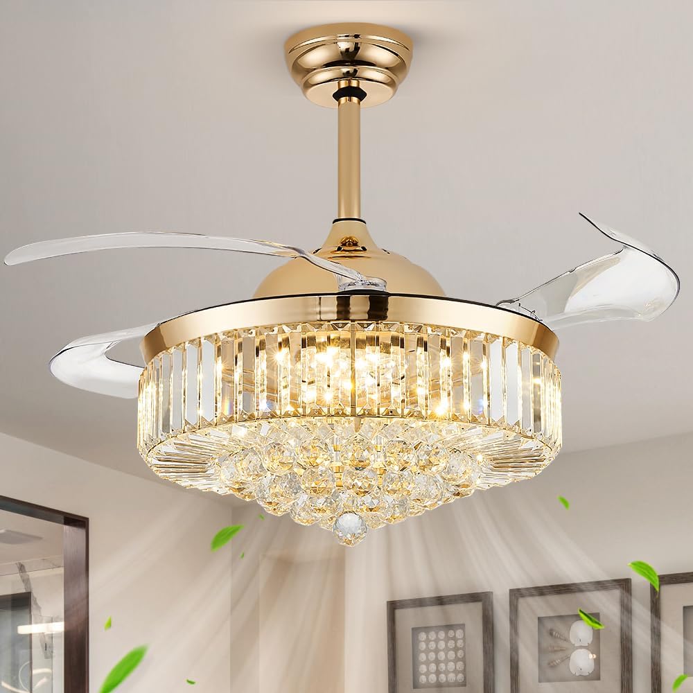 42in Fandelier Ceiling Fan with Light for Bedroom and Living Room