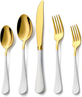 20 Piece Gold and White 18/0 Flatware Set for 4 - Polished Gold Finish