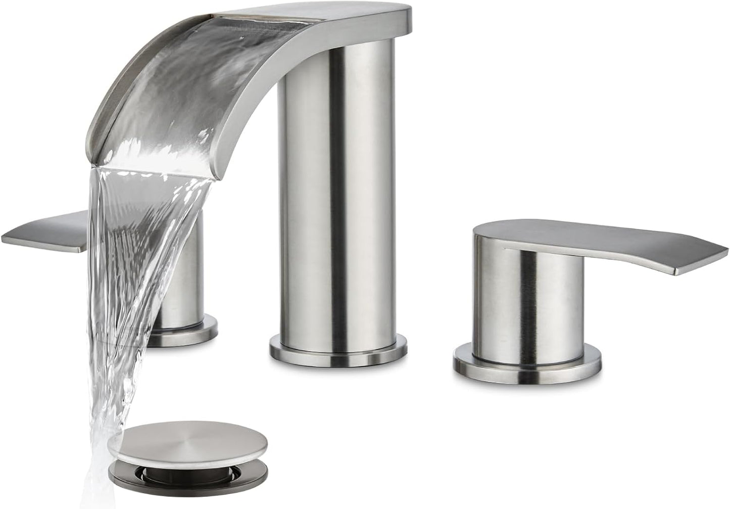 Waterfall 8 inch Widespread Bathroom Faucet Set in Brushed Nickel