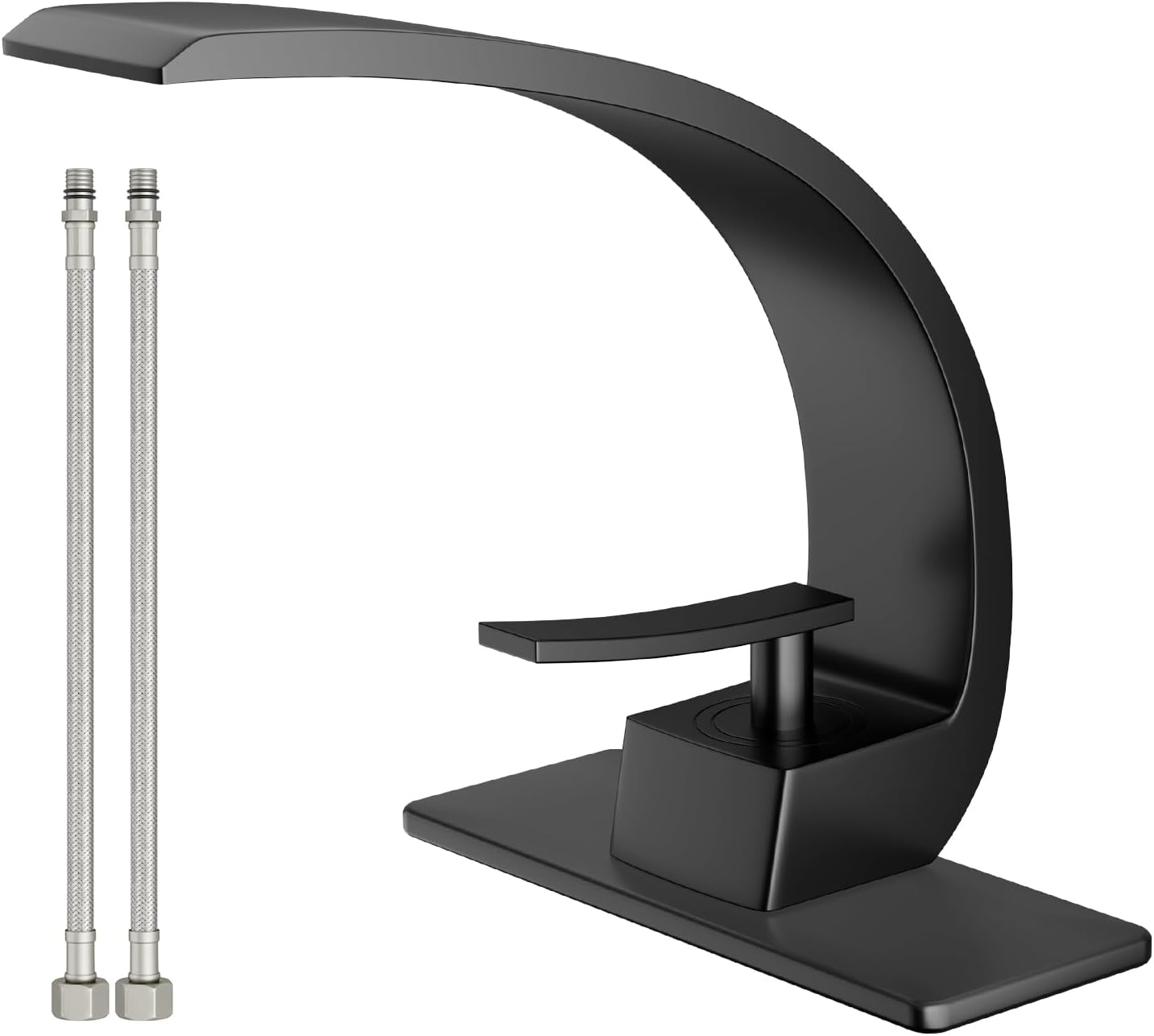 Modern Single Hole Bathroom Sink Faucet in Matte Black Finish