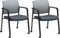 Mesh Back Stacking Arm Chairs with Upholstered Seat - Rolling 2 Pack