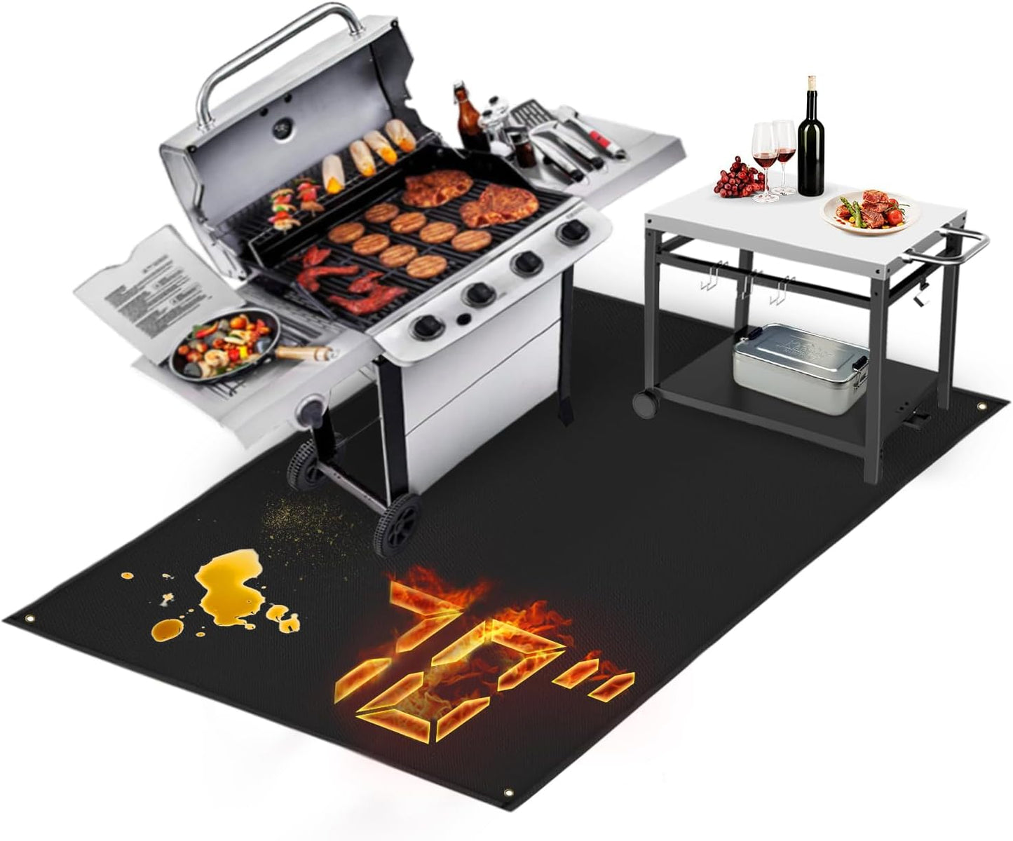 70 x 48 in Fireproof BBQ Grill Mat for Deck and Patio Protection