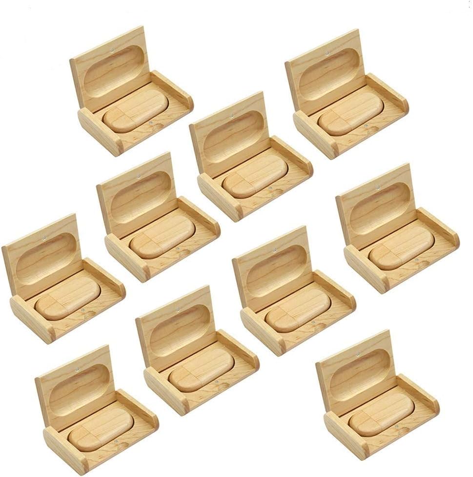 10PCS Maple Wood USB Flash Drive Set with Wooden Box 32GB