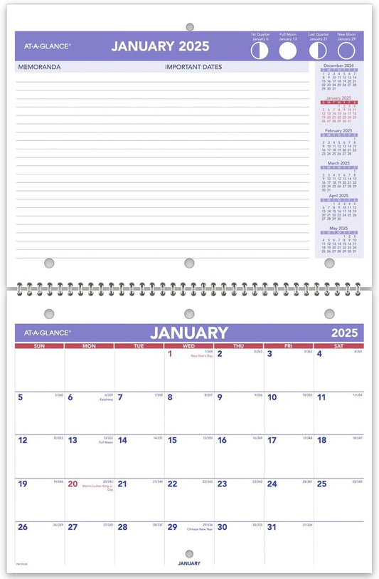 2025 AT-A-GLANCE Wall Calendar: Compact & Spacious