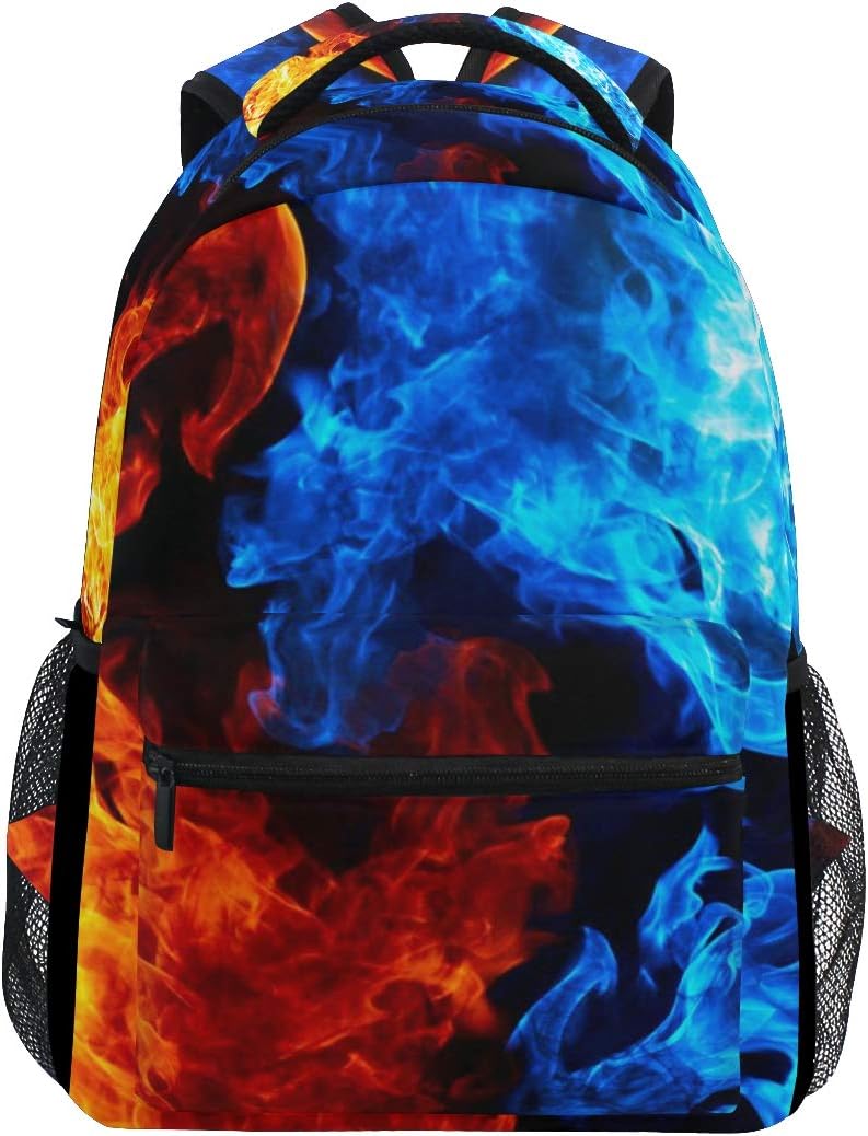 Ice Fire Backpack Skull Rose Bookbag for Boys and Girls