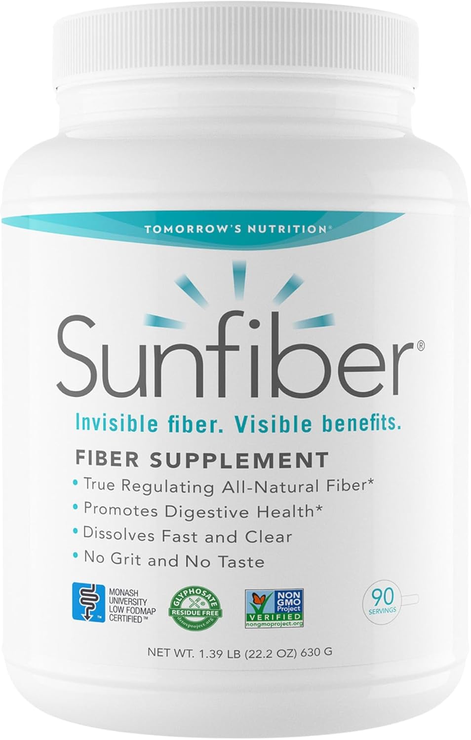 Sunfiber Prebiotic Fiber Supplement for Digestive Health 90 Servings