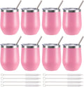 12 oz Pink Insulated Wine Tumbler Stemless - 8 Pack