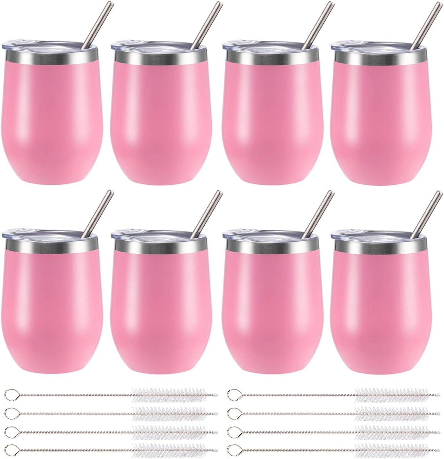 12 oz Insulated Wine Tumbler with Lid and Straw for All Drinks