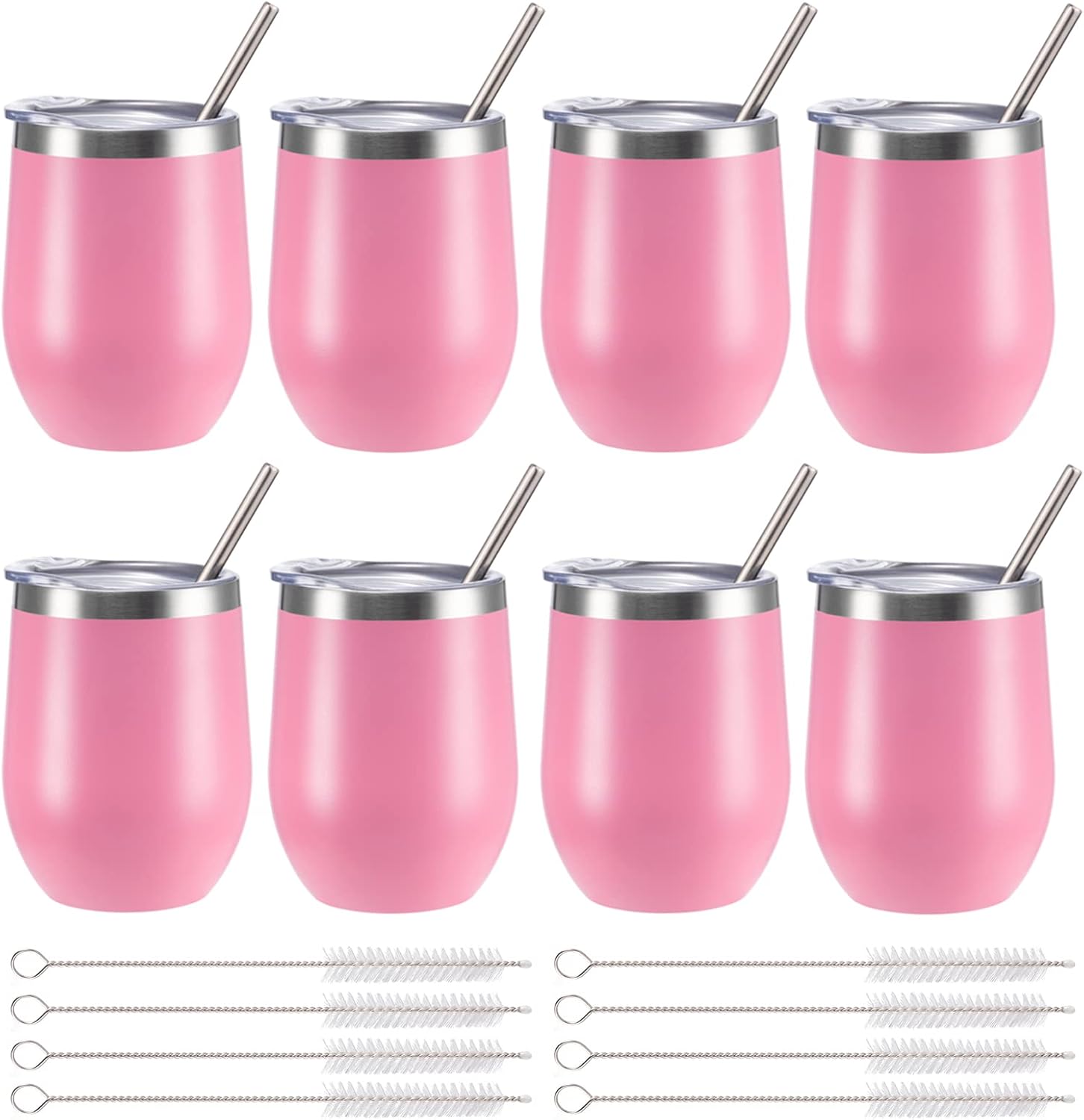 12 oz Insulated Wine Tumbler with Lid and Straw for All Drinks