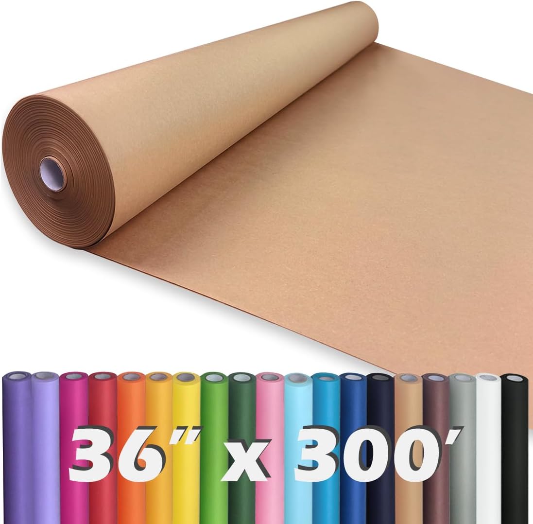 PerkHomy Brown Kraft Paper Roll 36in x 300ft for Gift Wrapping