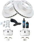 TRQ Rear Ceramic Pad Coated Rotor & Calipers Kit - Direct Fit Brake