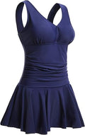 Women's Plus-Size Shaping Swim Dress with Flower Print by MiYang