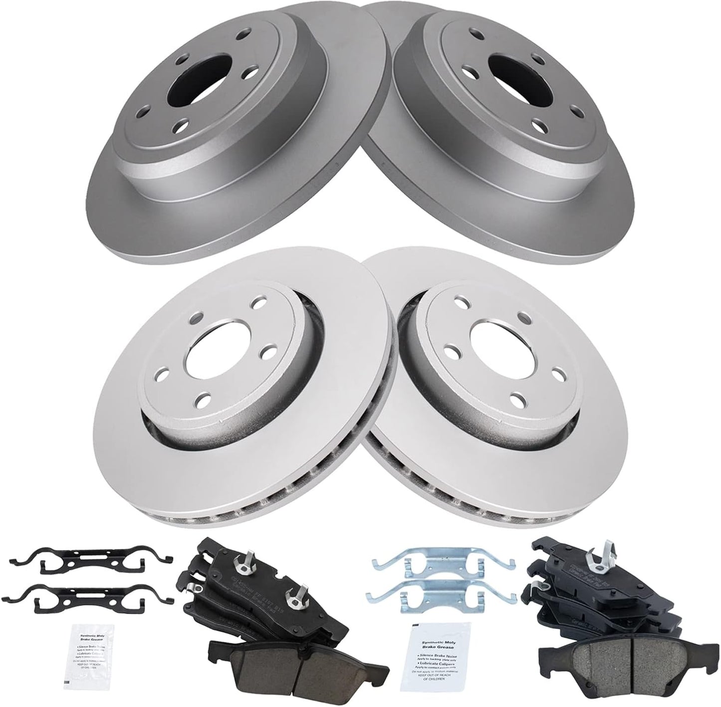 TRQ Front and Rear Brake Pad & Rotor Kit for Dodge Durango