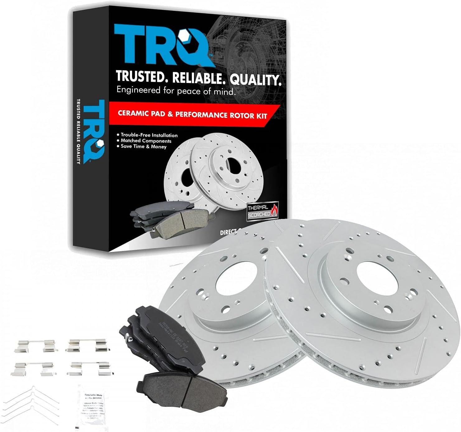 TRQ Front Premium Brake Pad and Rotor Kit for Honda CR-V