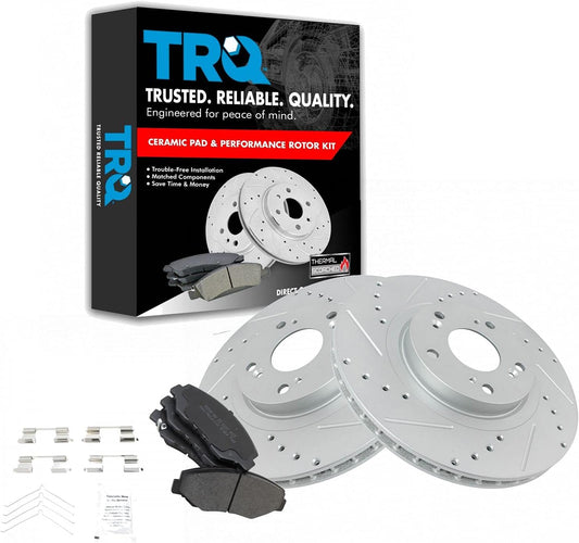 TRQ Front Premium Brake Pad and Rotor Kit for Honda CR-V