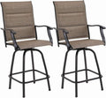 MFSTUDIO Outdoor Bar Stools Set of 2 - Padded Swivel Bar Height Chairs
