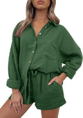 Two Piece Lounge Set for Women - Oversized Shirt & Shorts