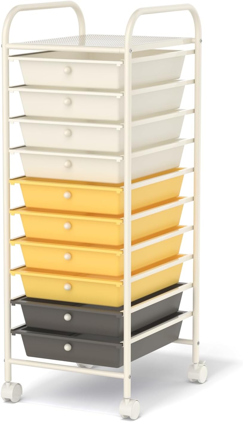 MEDIMALL 10 Drawers Rolling Storage Cart for Craft and Office