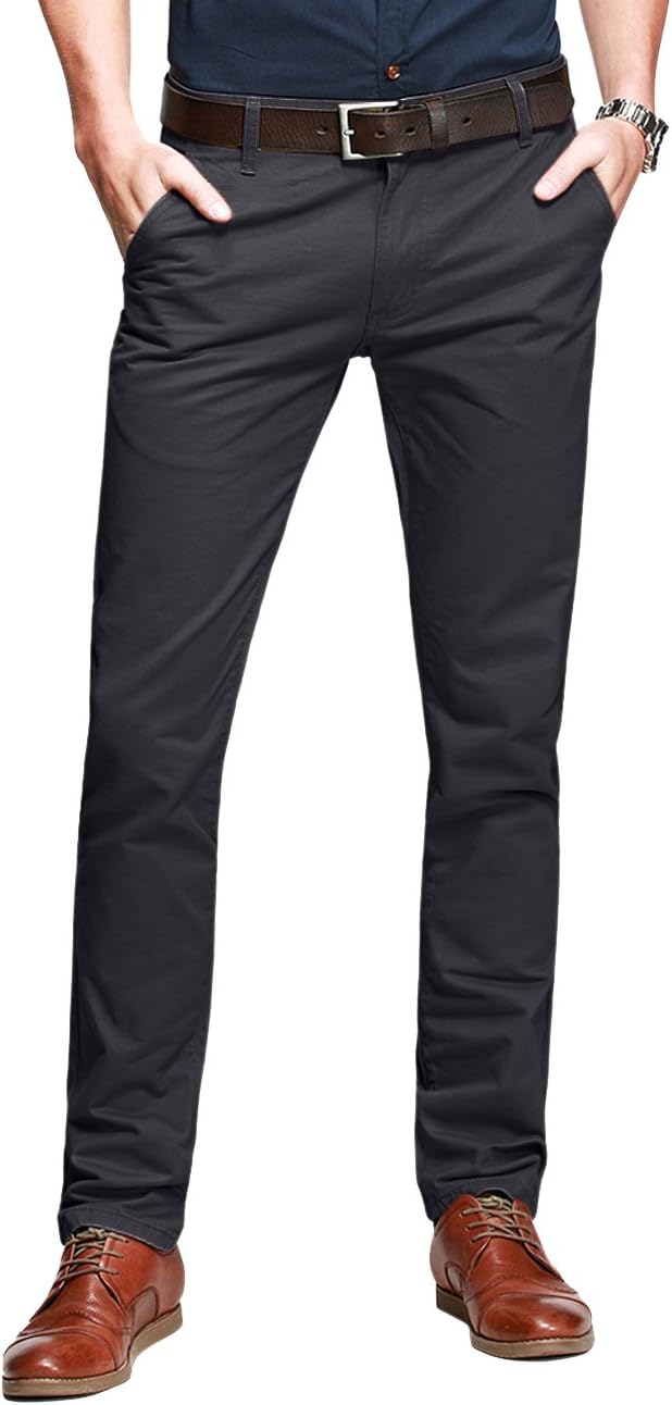 Match Mens Slim Tapered Flat Front Casual Pants for Style