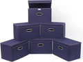 Fabric Storage Cube Bins Foldable Organizer with Lids - Navy Blue