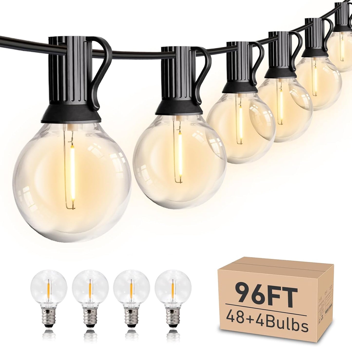 HISTAR 96 ft Outdoor String Lights with 52 Waterproof G40 Bulbs