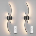 Modern Wall Sconce Set of Two with Remote Control - Dimmable Black