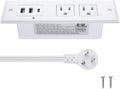 White Recessed Power Strip with 45W USB C Port - Desk Outlet