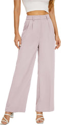 Women Office Wide High Waist Pants Loose Fit Elastic Waist - Work