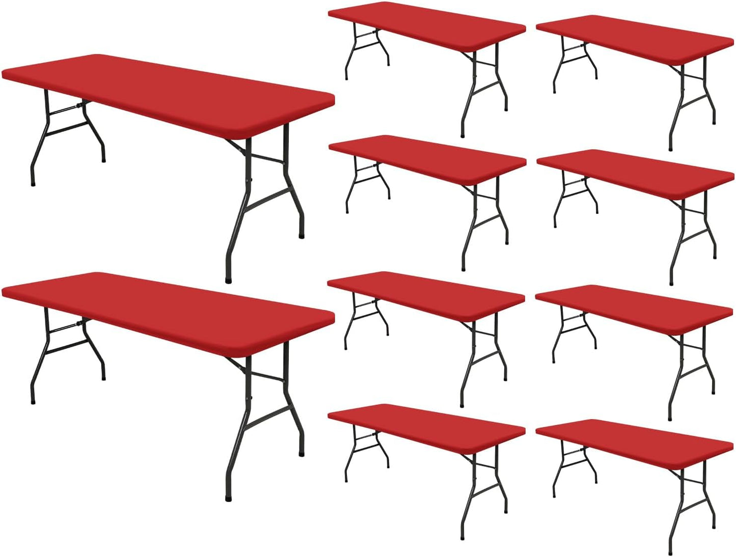 10 Pack Picnic Fitted Table Cover for 6 Foot Tables - Red