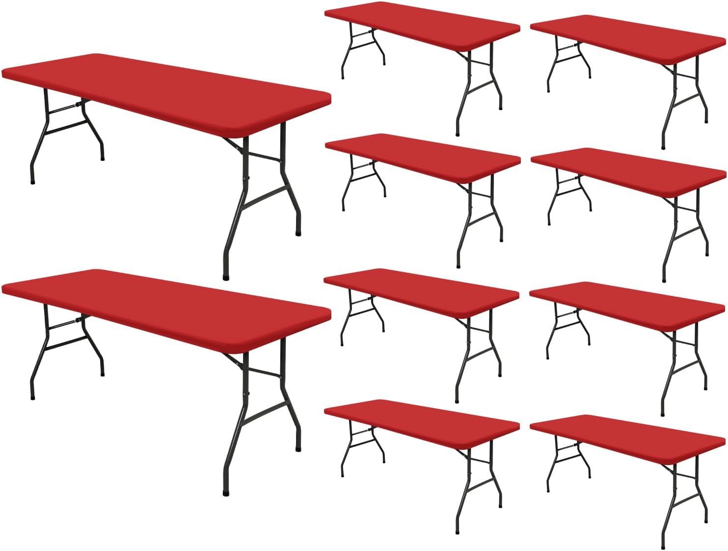 10 Pack Picnic Fitted Table Cover for 6 Foot Tables - Red