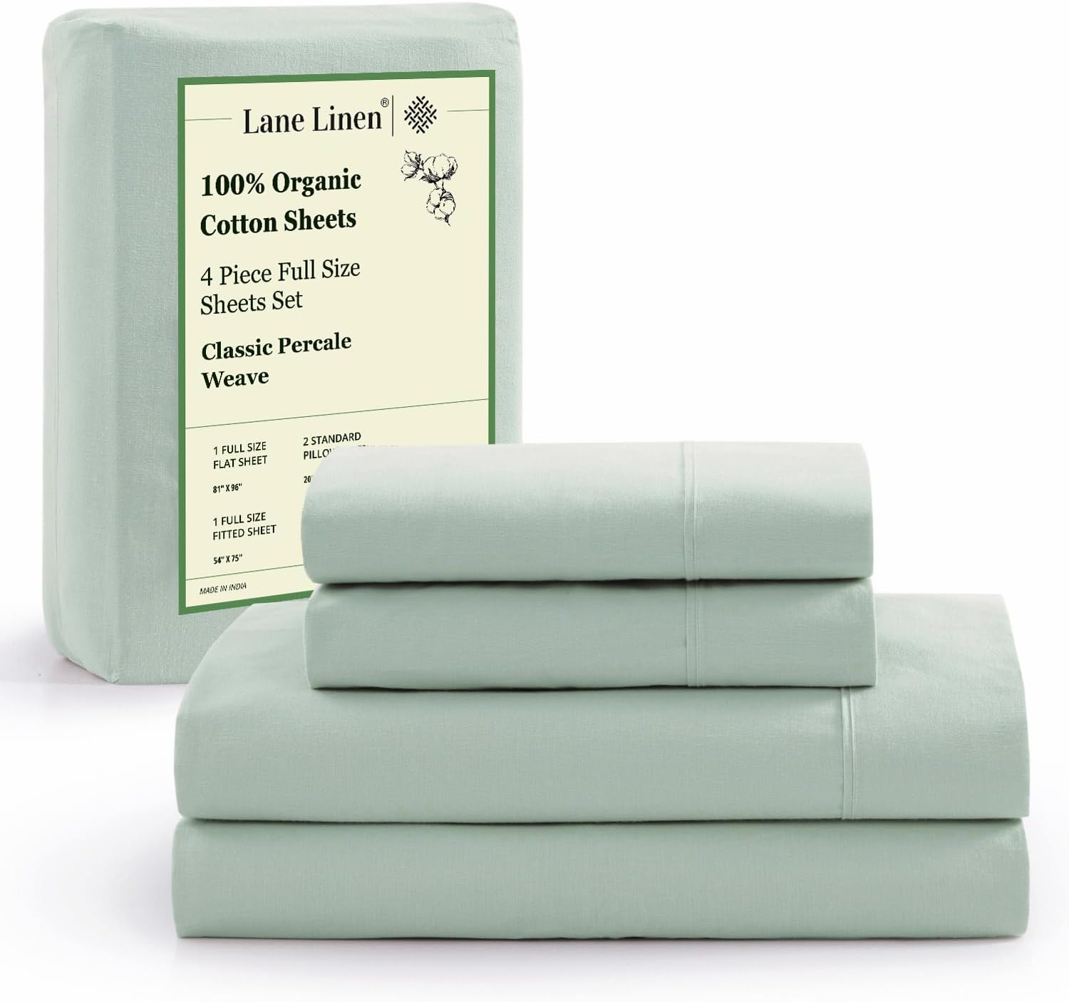Organic Cotton Full Sheets Set - Soft Percale Weave Comfort