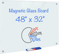 Magnetic Glass Dry Erase White Board 48 x 32 - Frameless Modern Wall