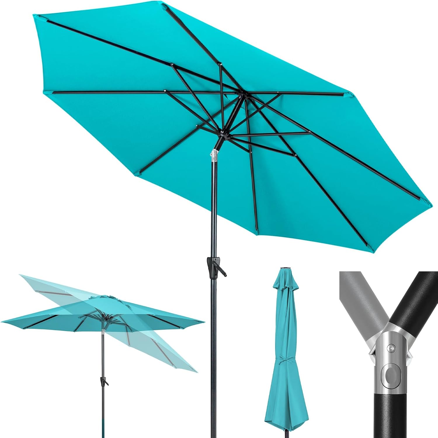 Tempera Patio Market Outdoor Table Umbrella with Crank Tilt