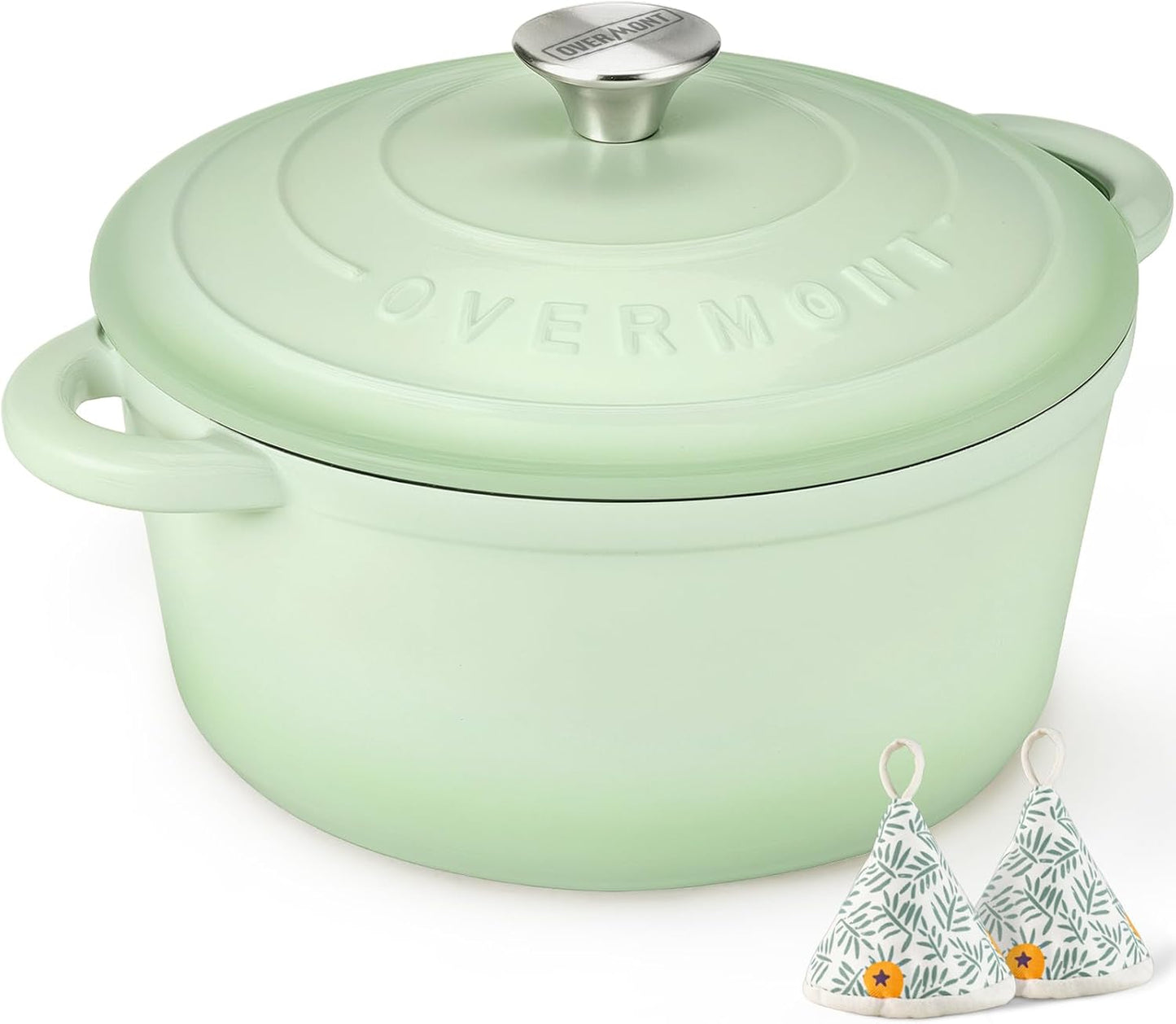 Overmont Enameled Cast Iron Dutch Oven - 5.5QT Versatile Pot