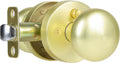 Satin Brass Door Knob Privacy Interior with Push-Button - Vintage Look