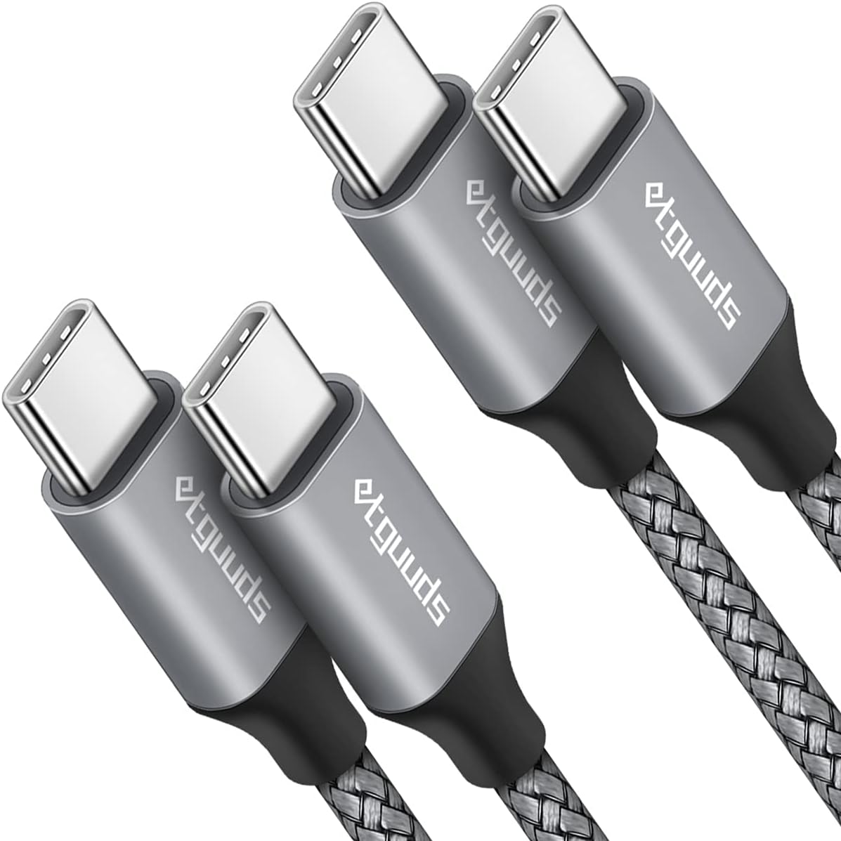 Fast Charge 2-Pack USB C to C Cable 4ft - iPhone, MacBook, Samsung