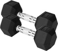 Yes4All Chrome Rubber Grip Hex Dumbbells 10-30 lbs Pair - Durable Home