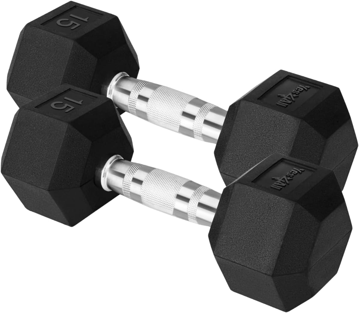 Yes4All Chrome Rubber Grip Hex Dumbbells for Home Gym Workouts