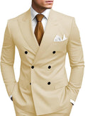 2 Piece Double Breasted Suit Men Slim Fit Blazer Pants Set - Sharp